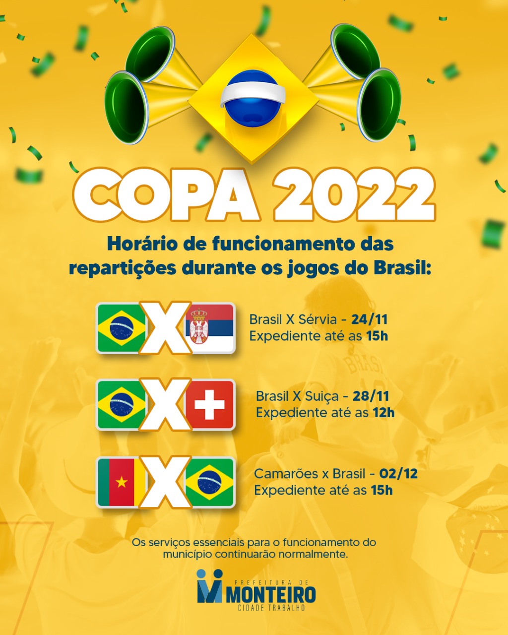 Decreto Nº 411/2022 – Estabelece Horário Especial de Funcionamento nos dias  de jogos da Seleção Brasileira na Primeira Fase da Copa do Mundo de Futebol  de 2022 – Prefeitura de Afonso Cláudio