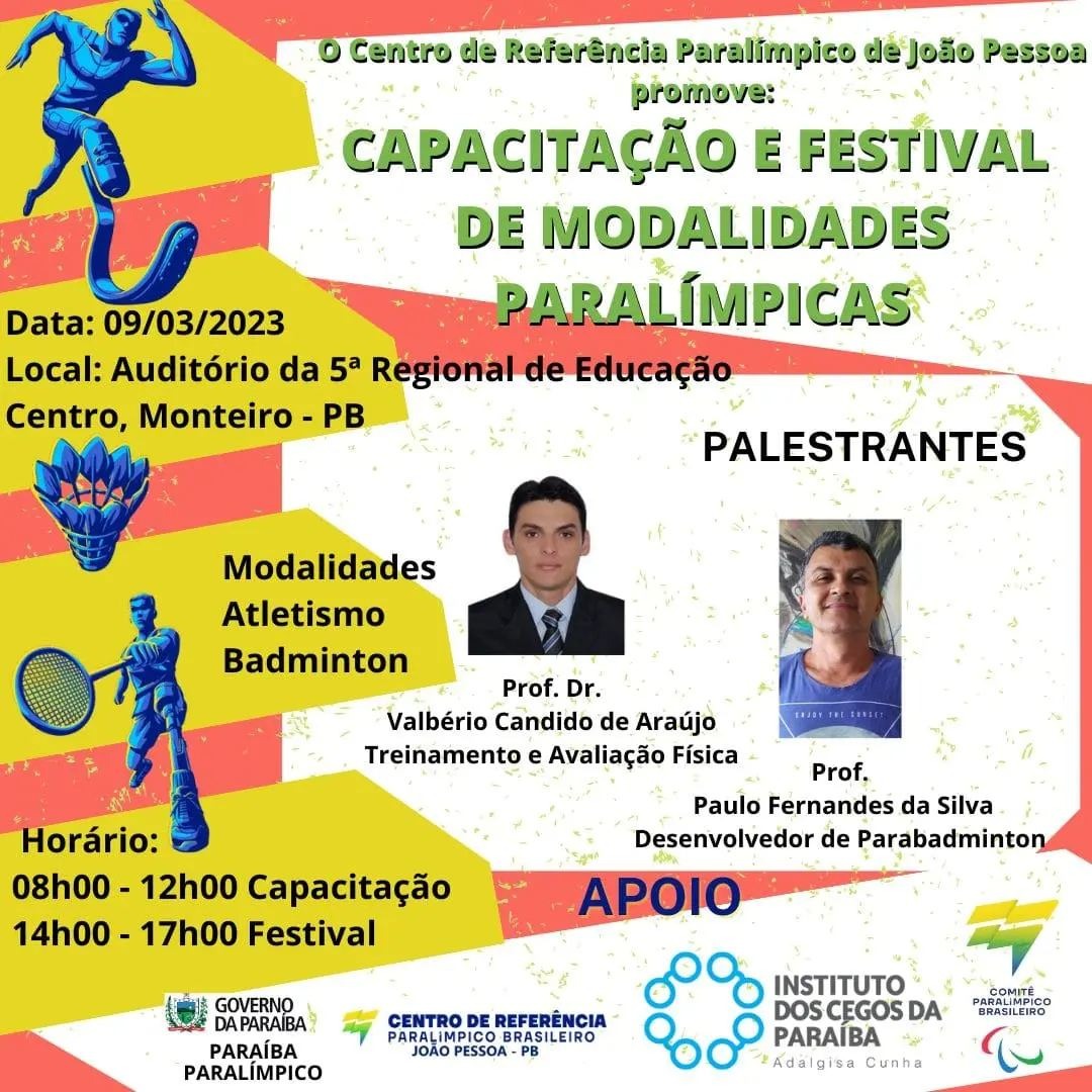 Inclusão: Monteiro sediará de forma inédita, 1ª Capacitação e Festival de Modalidades Paralímpicas do Cariri